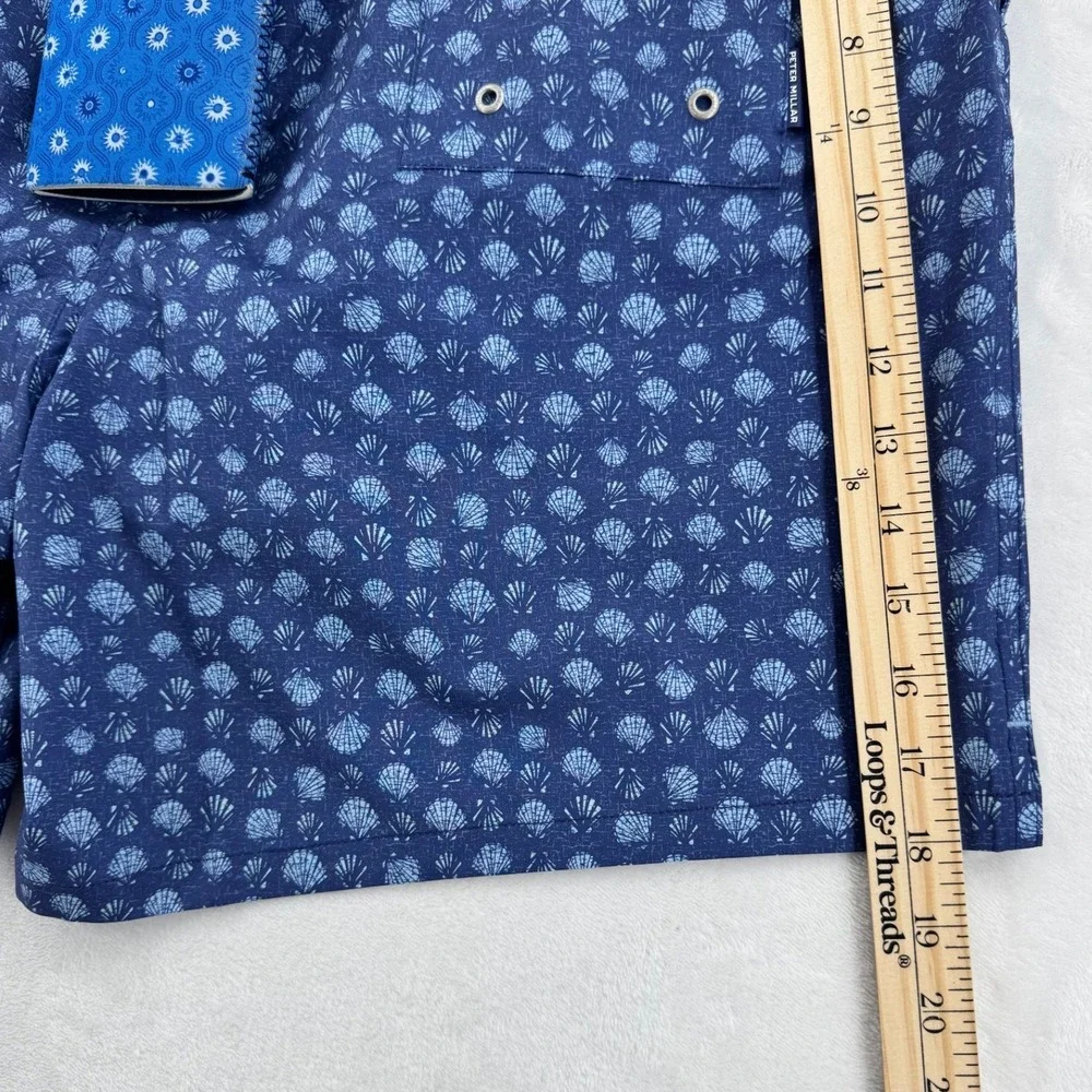NWT Peter Millar Swim Trunks Mens XL Blue Seashell Crown MS25P13 Koozie